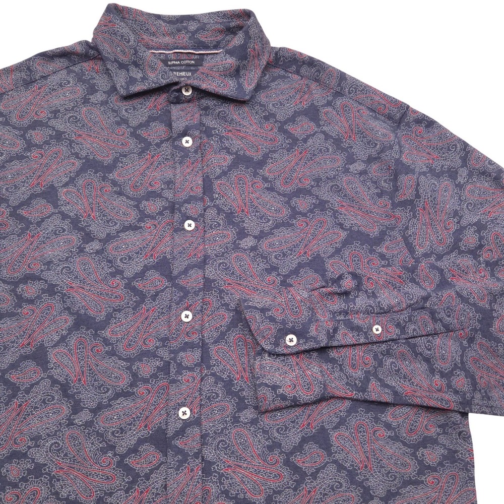 CREMIEUX CLASSICS Mens XL‎ Paisley Long Sleeve Knit Button Up Supima Cotton